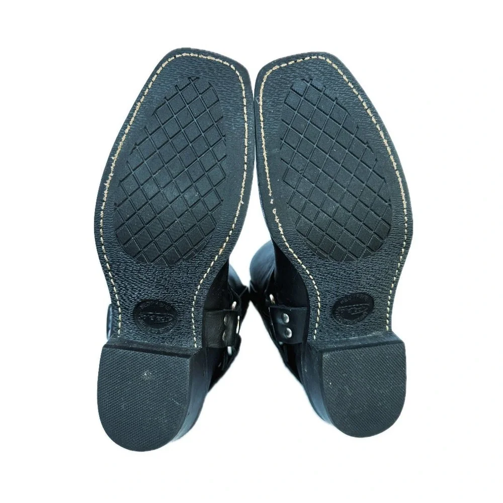 SOLD FRYE Harness 8R Black Biker Moto Motorcycle Short Ankle Bootie Boots - Picture 4 of 6